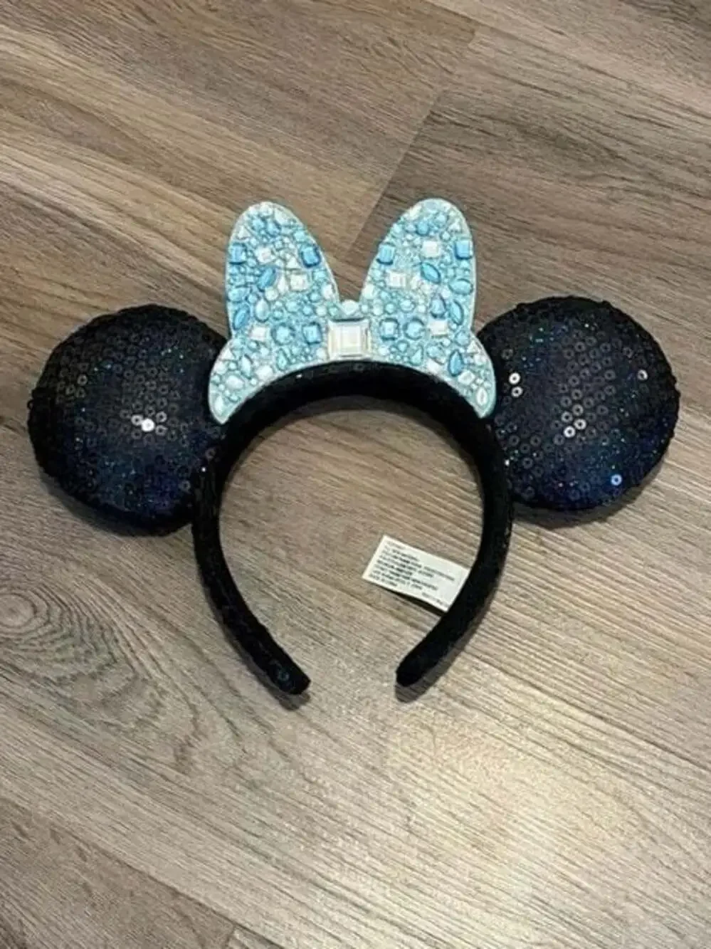Minnie Mouse Ears Blue Jeweled Bow Disneyland 60th Anniversary HTF